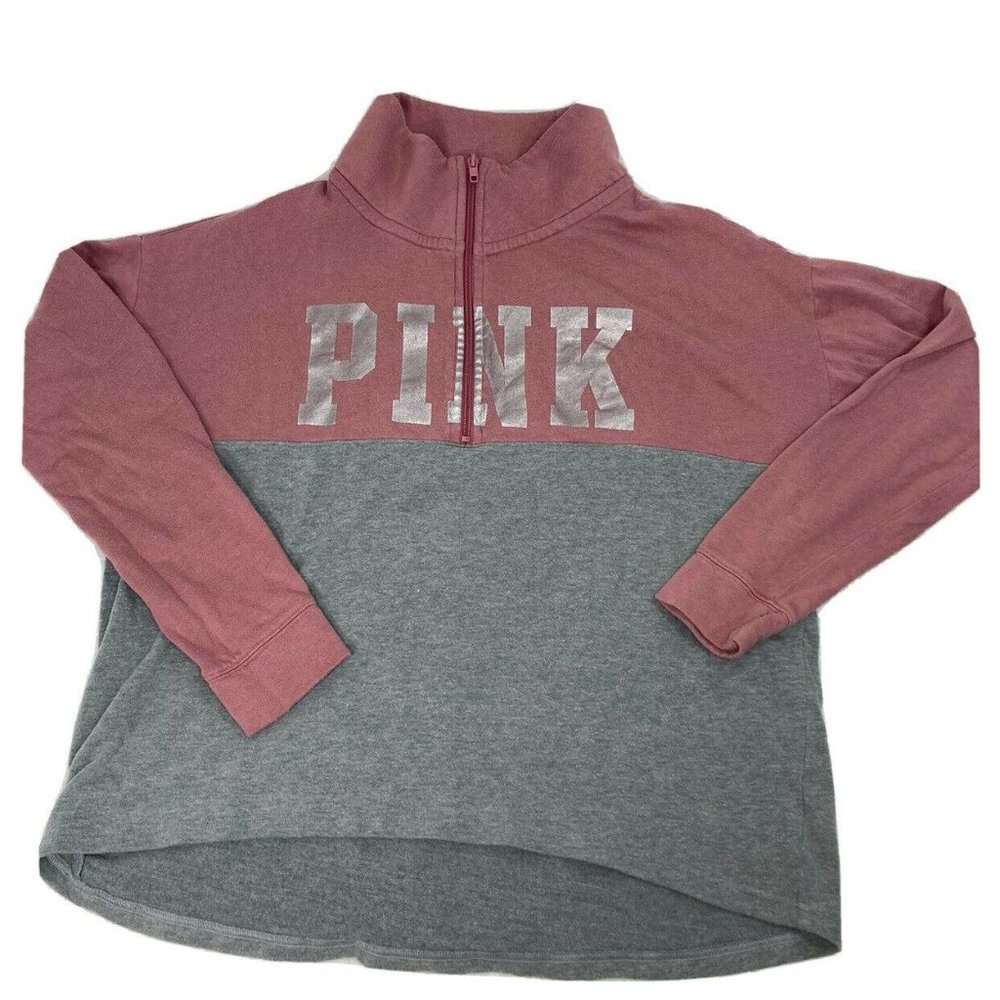 Pink Victorias Secret Sz Med 1/4 Zip color block